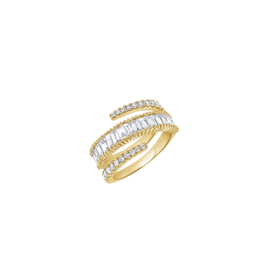 Gold Triple Wrap Ring with Diamonds