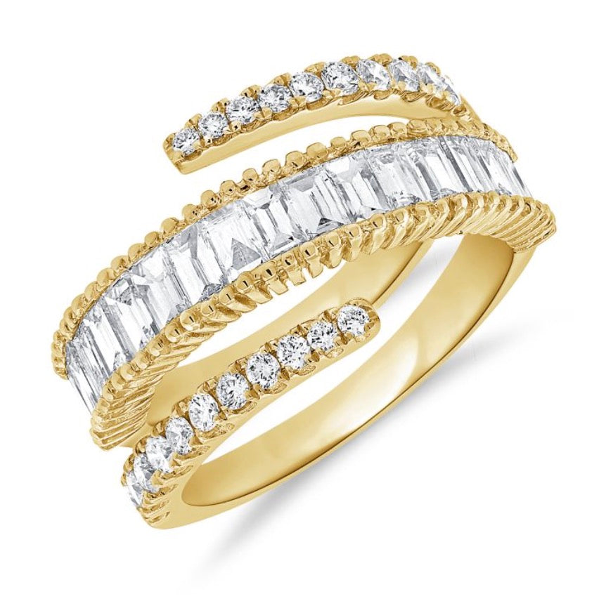 Gold Triple Wrap Ring with Diamonds