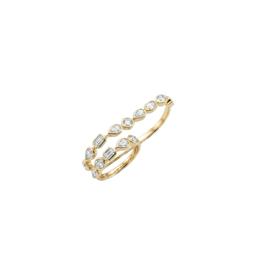 Double Finger Bezel Set Diamond Ring