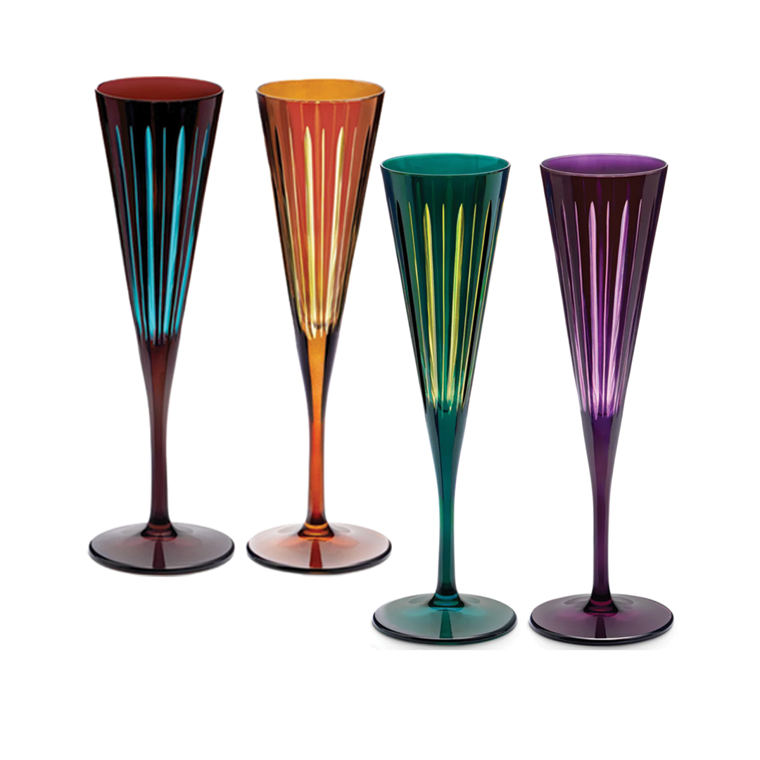 L'Objet Assorted Color Prism Champagne Flute Set