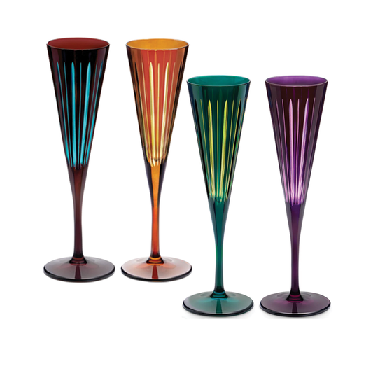L'Objet Assorted Color Prism Champagne Flute Set