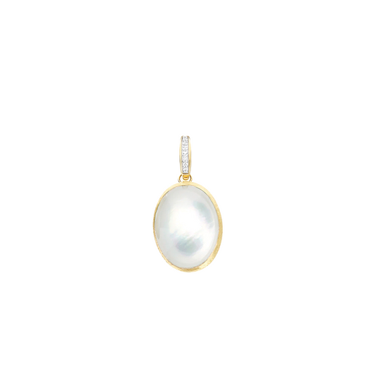 'Dolcevita' Boules Charm in Mother-of-Pearl, Rock Crystal and Diamonds in 18K Yellow Gold