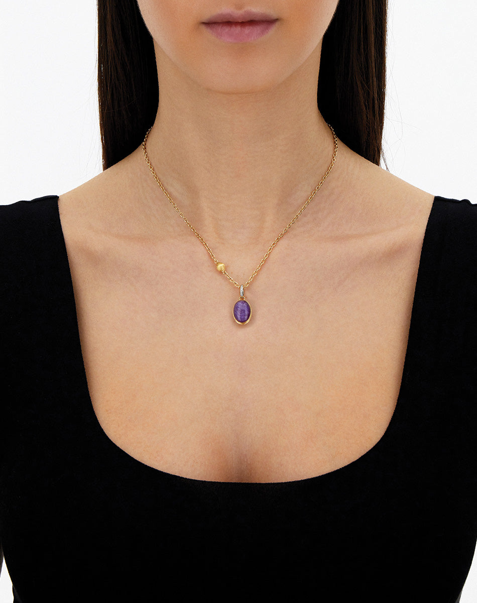 Medium Lepidolite and Mother of Pearl Boules Charm