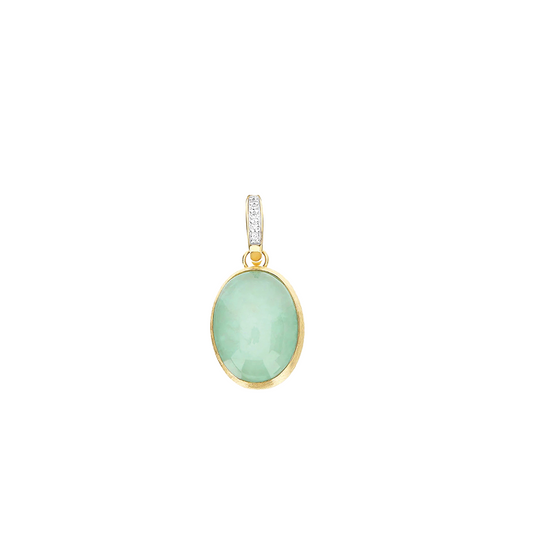 Jadeite, Diamond and Rock Crystal Doublet Charm in 18K Yellow Gold