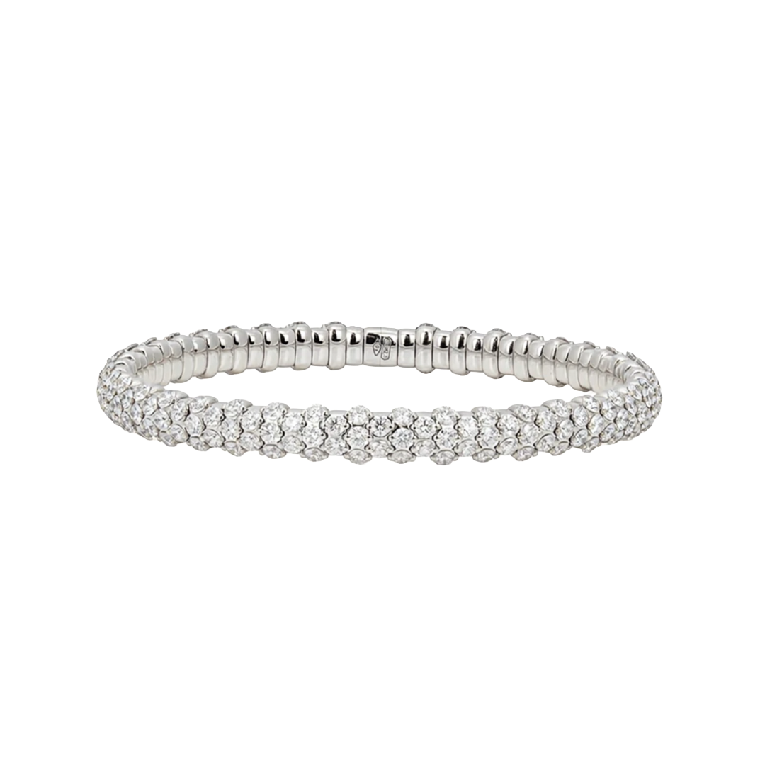 Domed Stretch Diamond Bracelet in White Gold