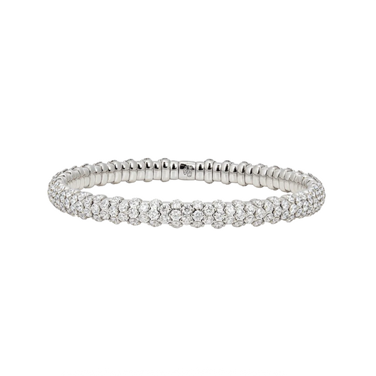 Domed Stretch Diamond Bracelet in White Gold