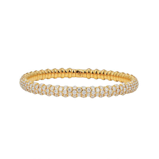 Domed Stretch Diamond Bracelet in Yellow Gold