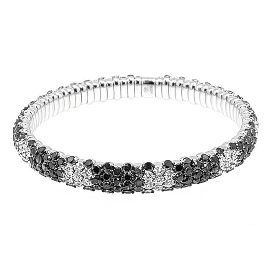 Domed Stretch Bracelet with Black & White Diamonds
