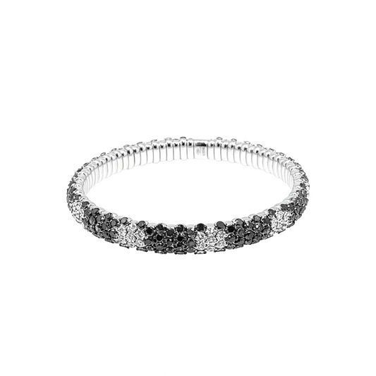 Domed Stretch Bracelet with Black & White Diamonds