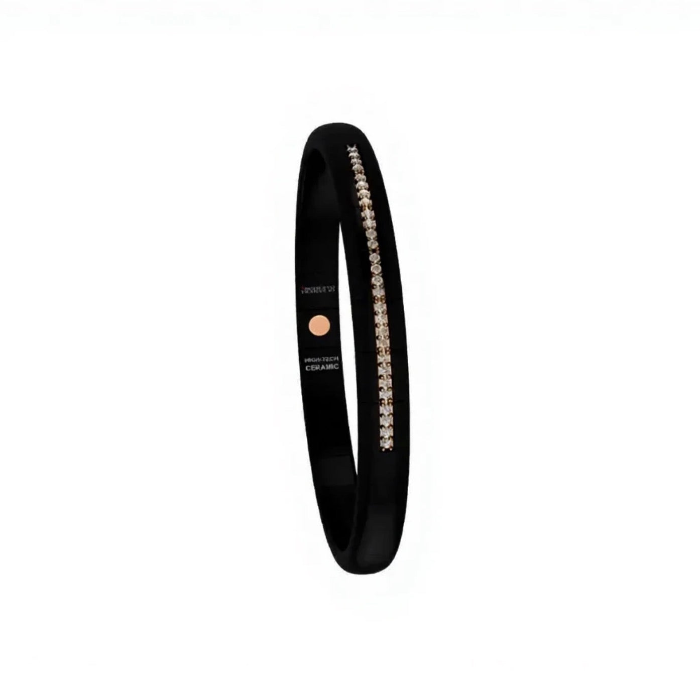Pura Black Ceramic Stretch Bracelet with Diamond Accents