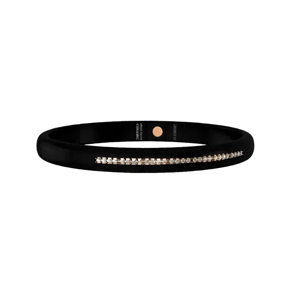 Pura Black Ceramic Stretch Bracelet with Diamond Accents