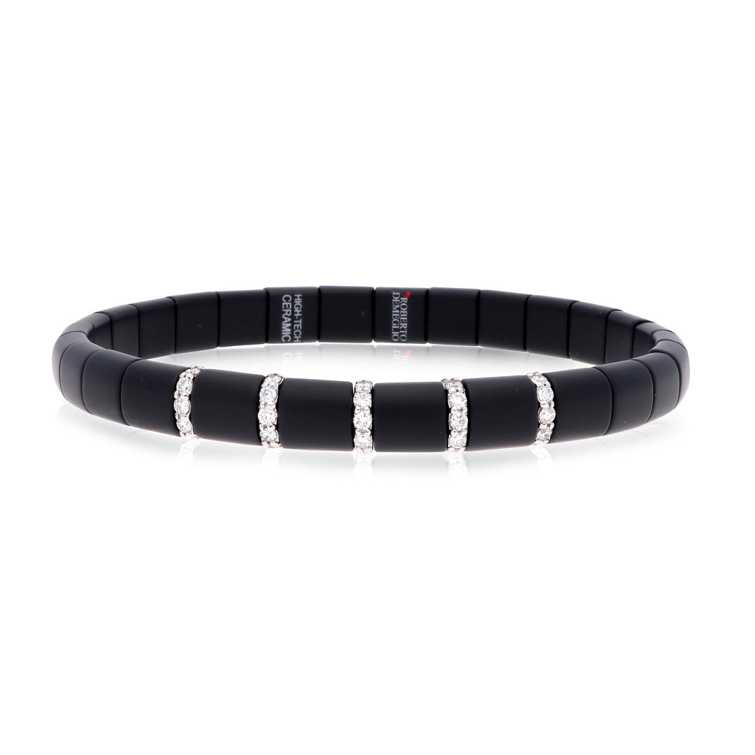Men's Pura Black Ceramic Bracelet with Vertical Diamond Accents