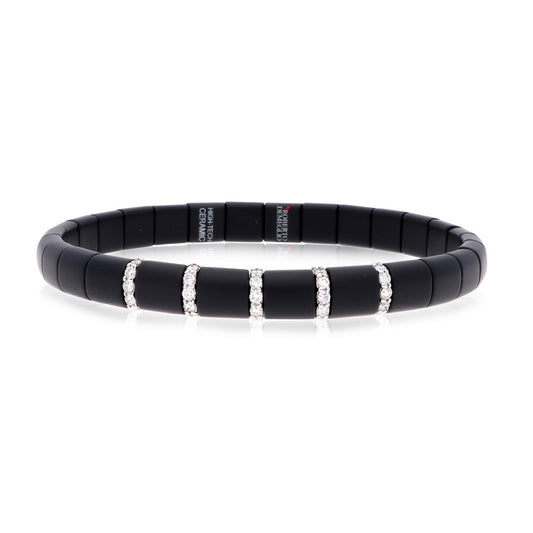 Men's Pura Black Ceramic Bracelet with Vertical Diamond Accents