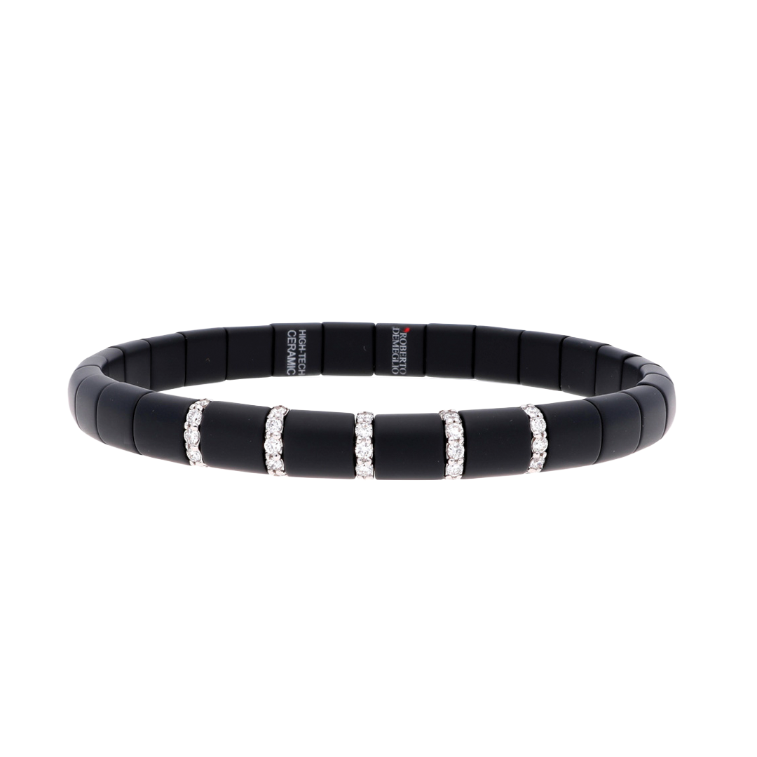 Men's Pura Black Ceramic Bracelet with Vertical Diamond Accents
