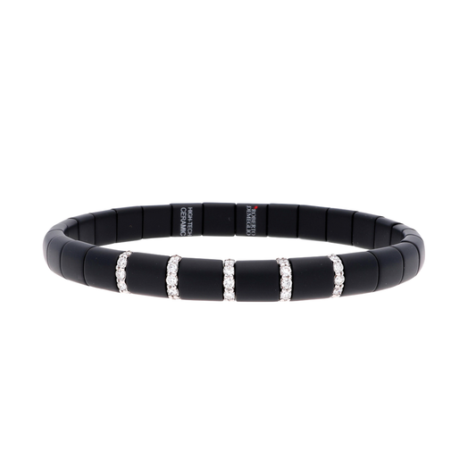 Men's Pura Black Ceramic Bracelet with Vertical Diamond Accents