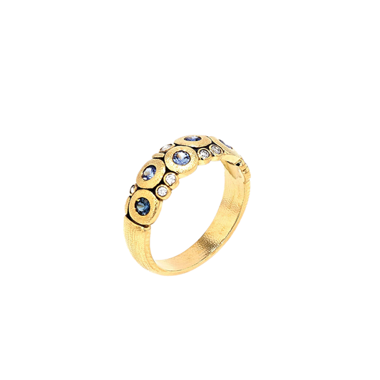 'Candy' Dome Ring with Sapphires and Diamonds in 18K Yellow Gold