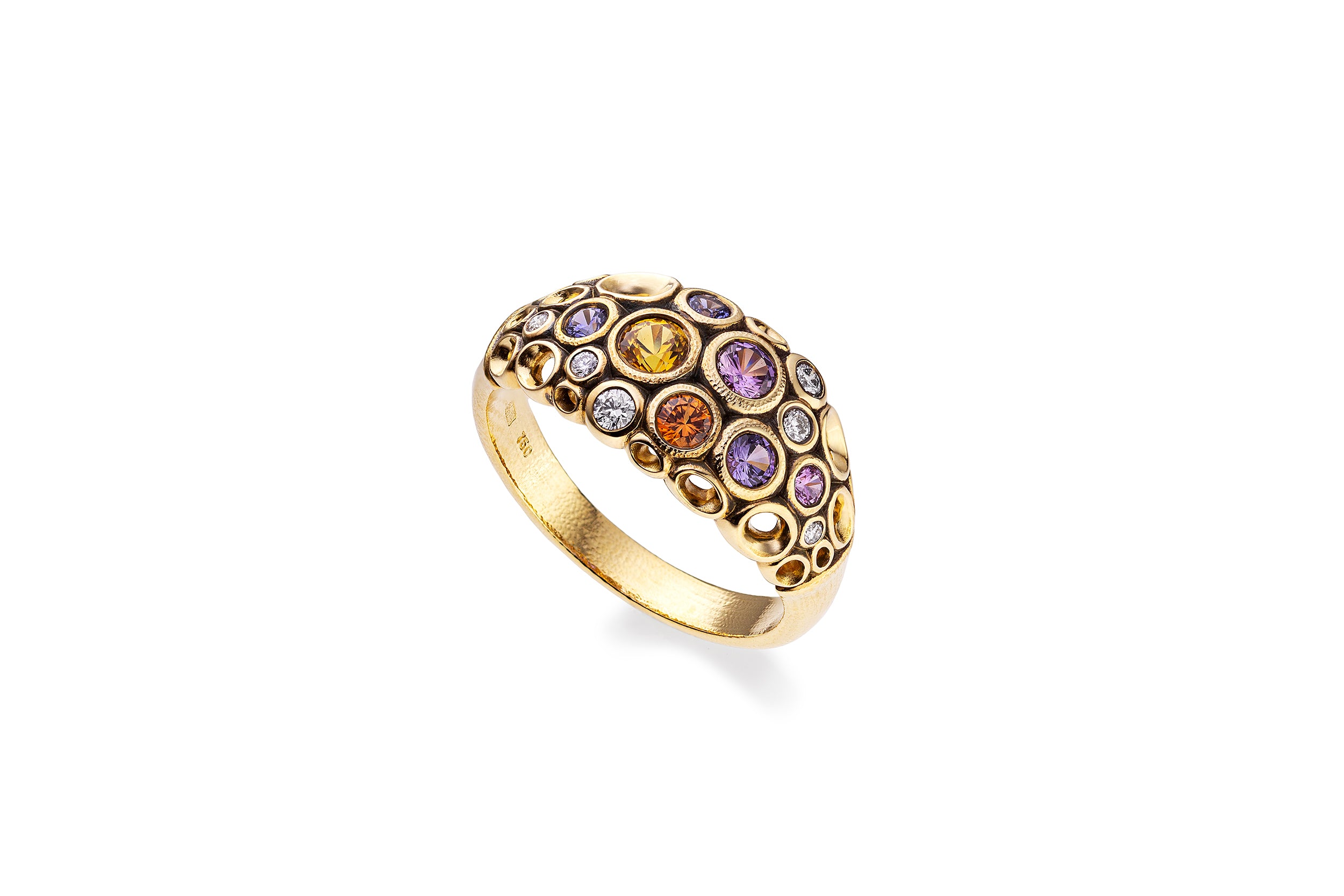 "Open Work" Ring with Multicolored Spring Mix Sapphires