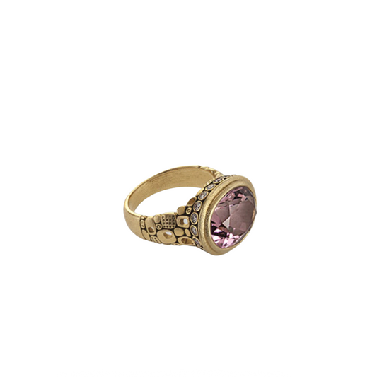 Pink/Yellow Oval Tourmaline Ring
