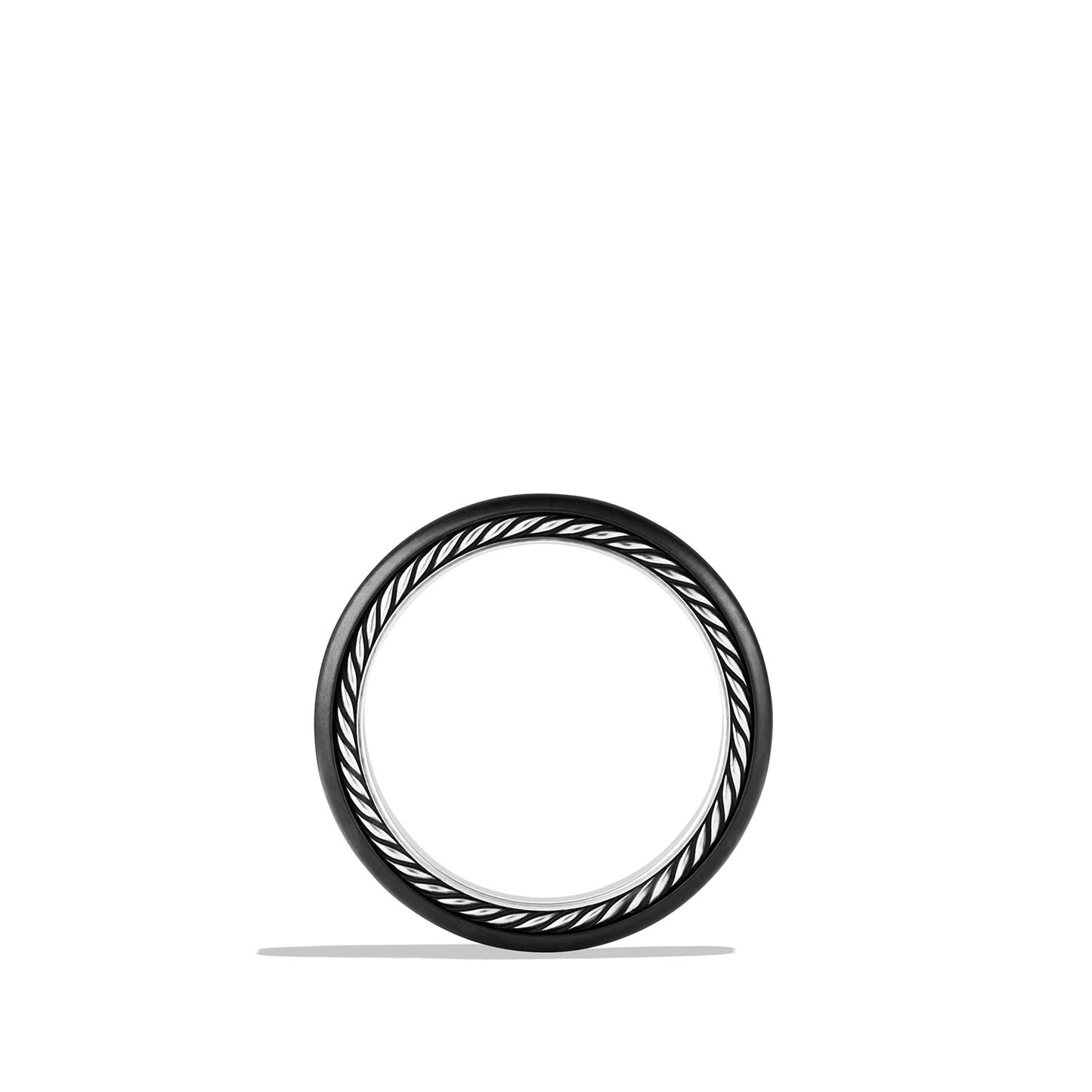 Streamline Narrow Band Ring with Diamonds and Black Titanium