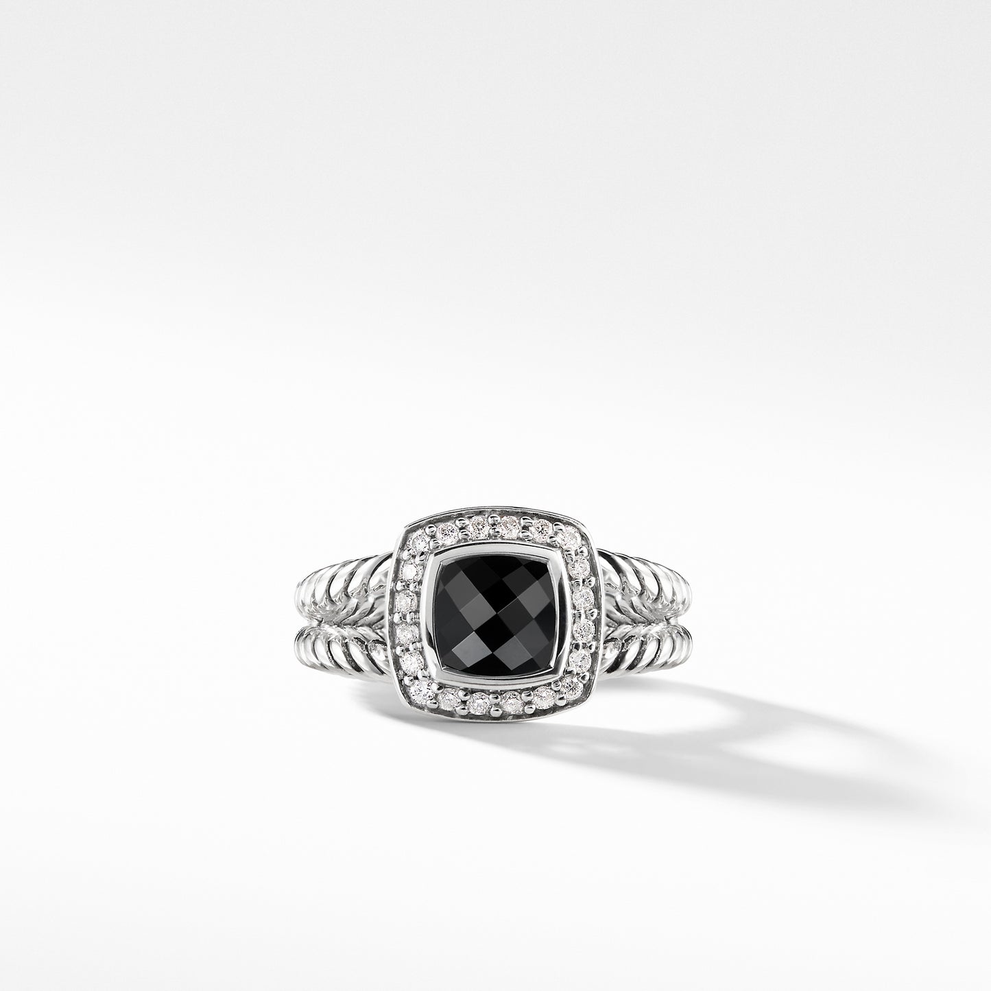 Petite Albion Ring with Black Onyx and Diamonds
