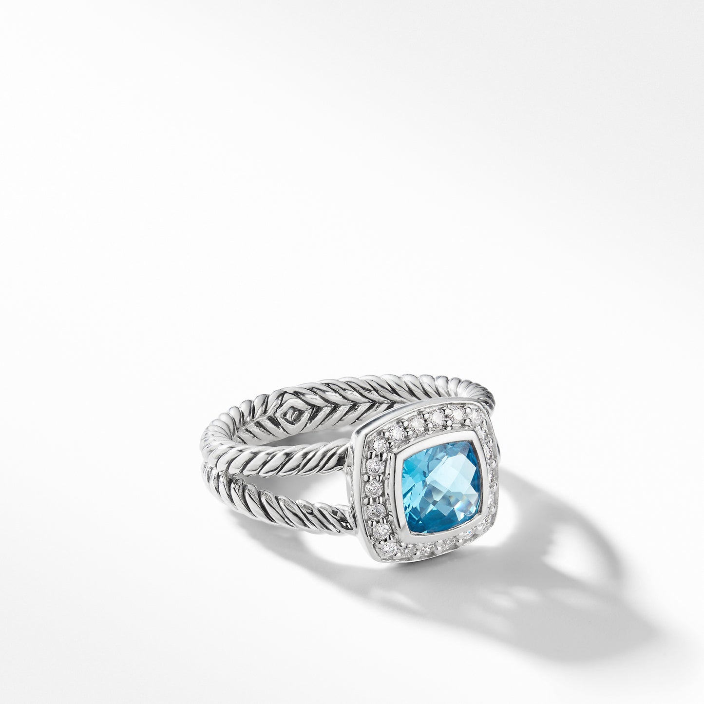 Petite Albion Ring with Blue Topaz and Diamonds