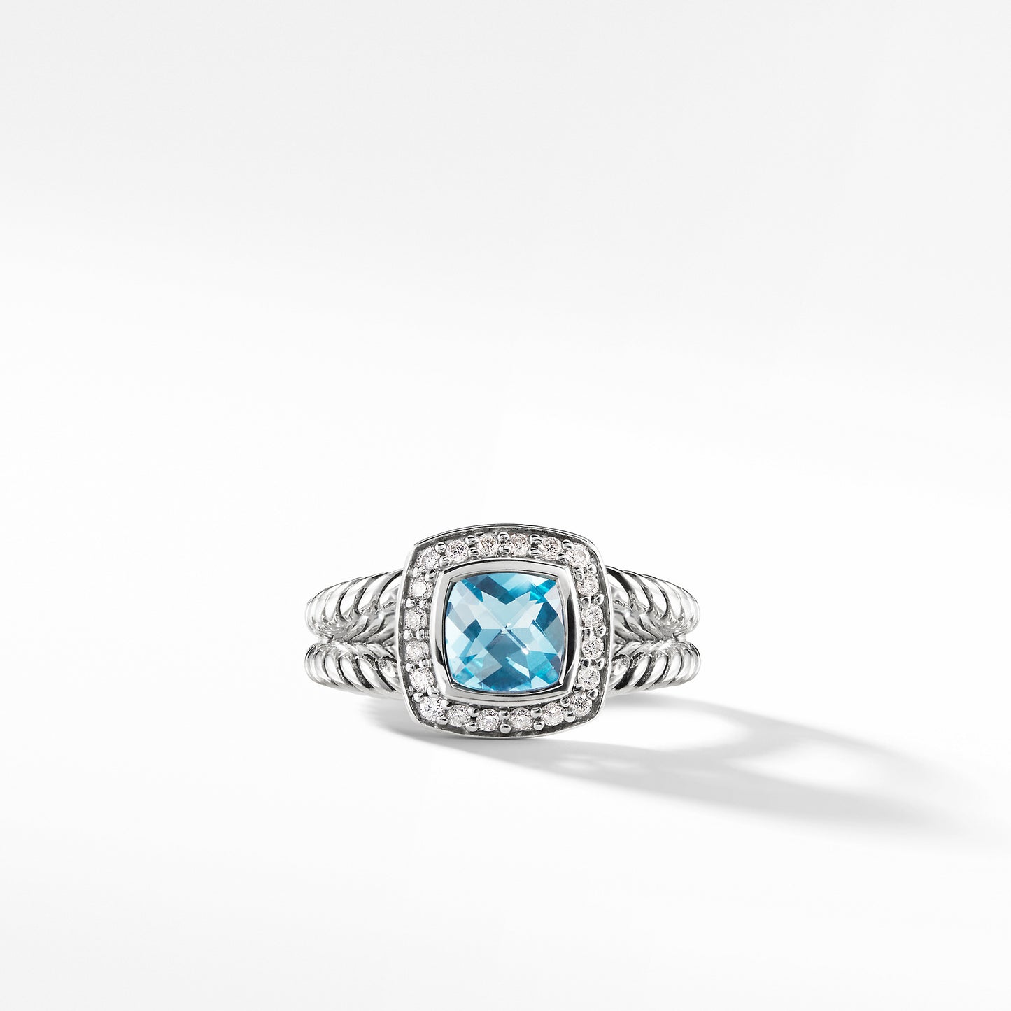 Petite Albion Ring with Blue Topaz and Diamonds