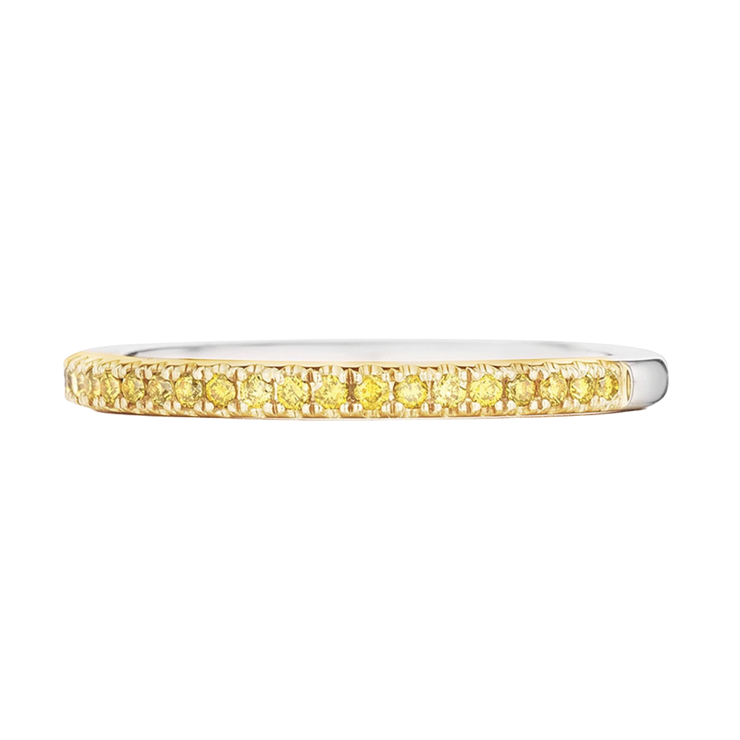 Halfway Prong-Set Band with Yellow Diamonds