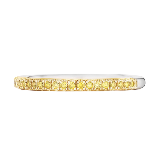 Halfway Prong-Set Band with Yellow Diamonds