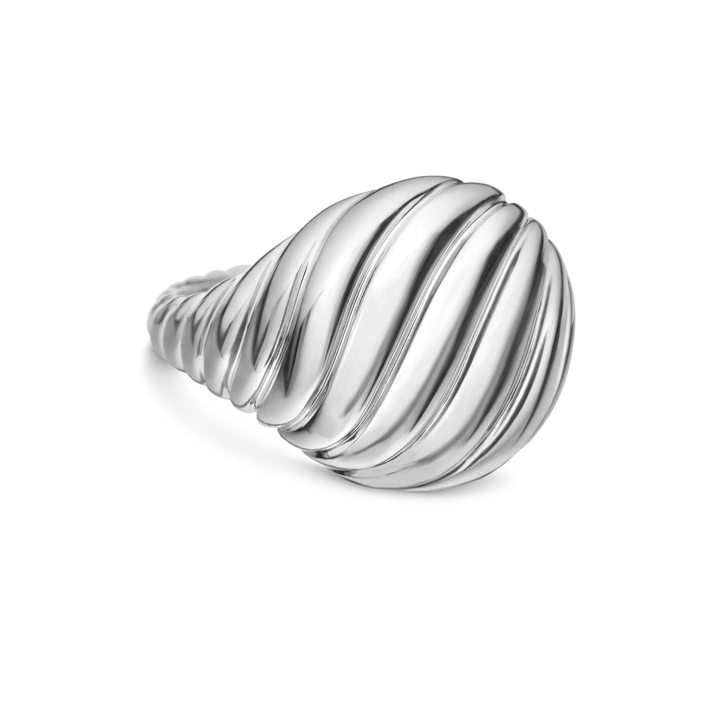 Sculpted Cable Pinky Ring in Sterling Silver