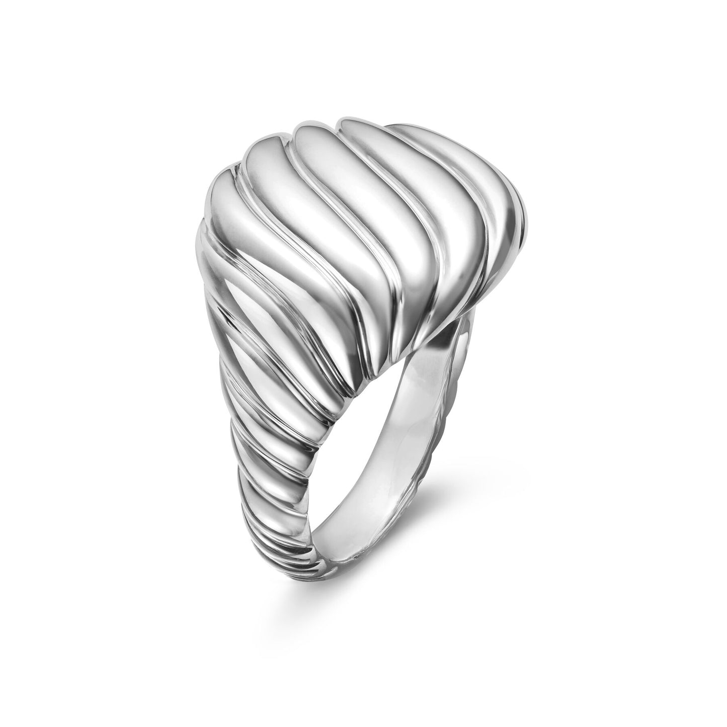 Sculpted Cable Pinky Ring in Sterling Silver