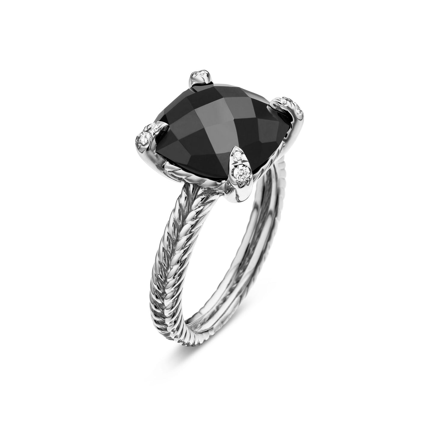 Chatelaine® Ring with Black Onyx and Diamonds, 11mm