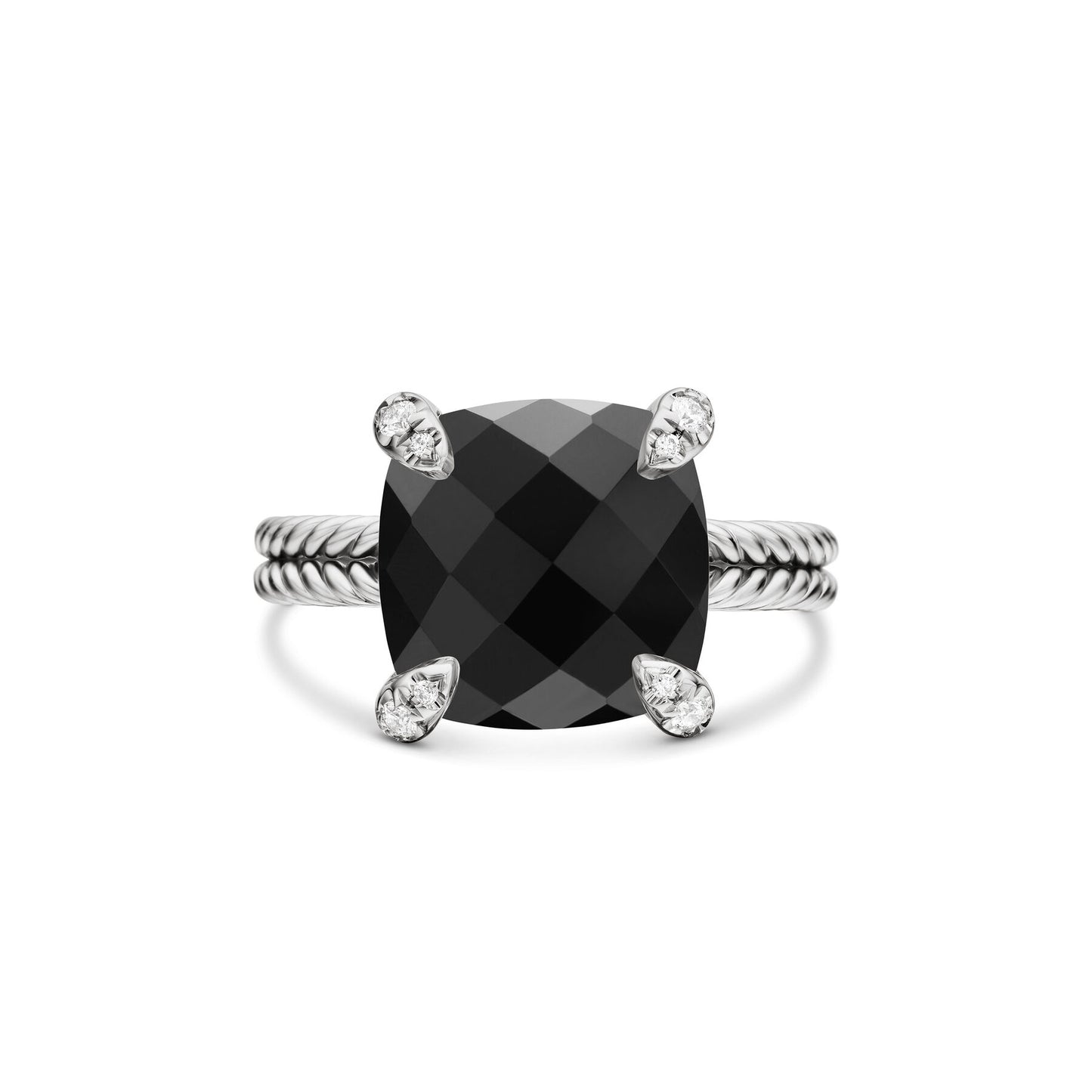 Chatelaine® Ring with Black Onyx and Diamonds, 11mm