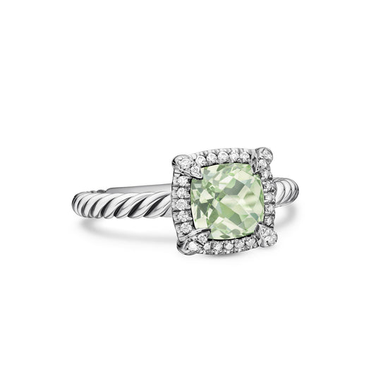 Petite Chatelaine® Pavé Bezel Ring with Prasiolite and Diamonds