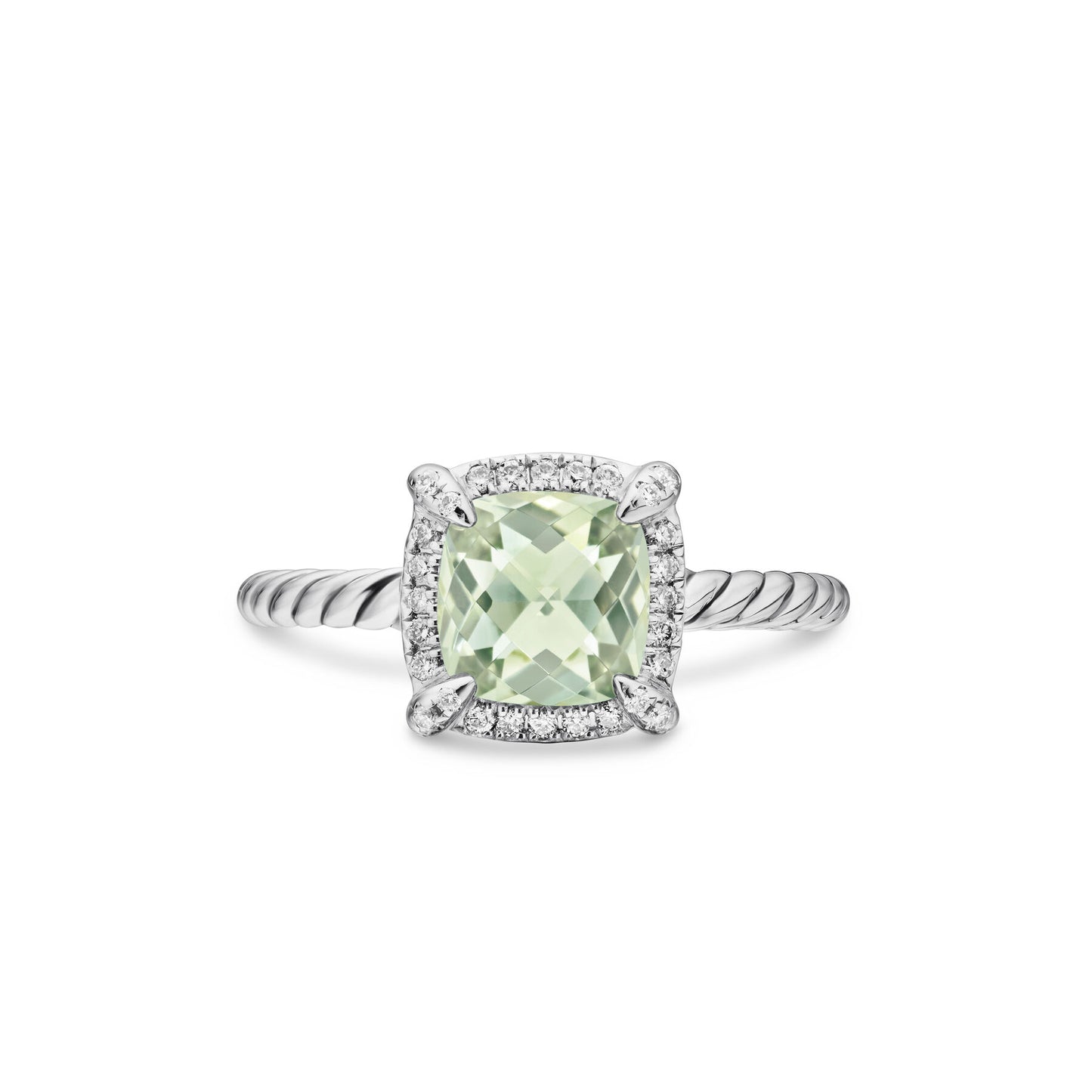 Petite Chatelaine® Pavé Bezel Ring with Prasiolite and Diamonds