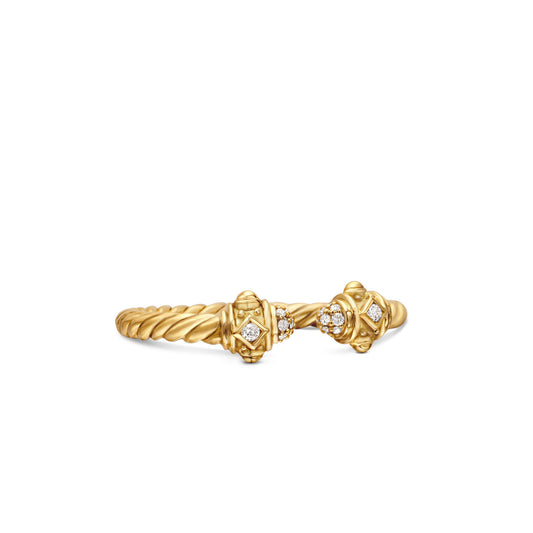 Renaissance Ring in 18K Yellow Gold with Pavé Diamonds