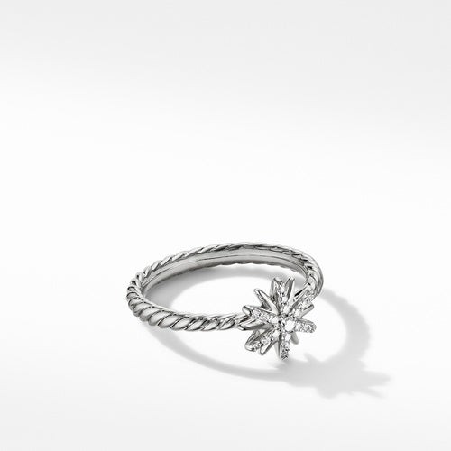 Petite Starburst Station Ring with Pavé Diamonds