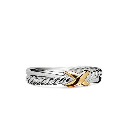 Petite X Ring with 18K Yellow Gold