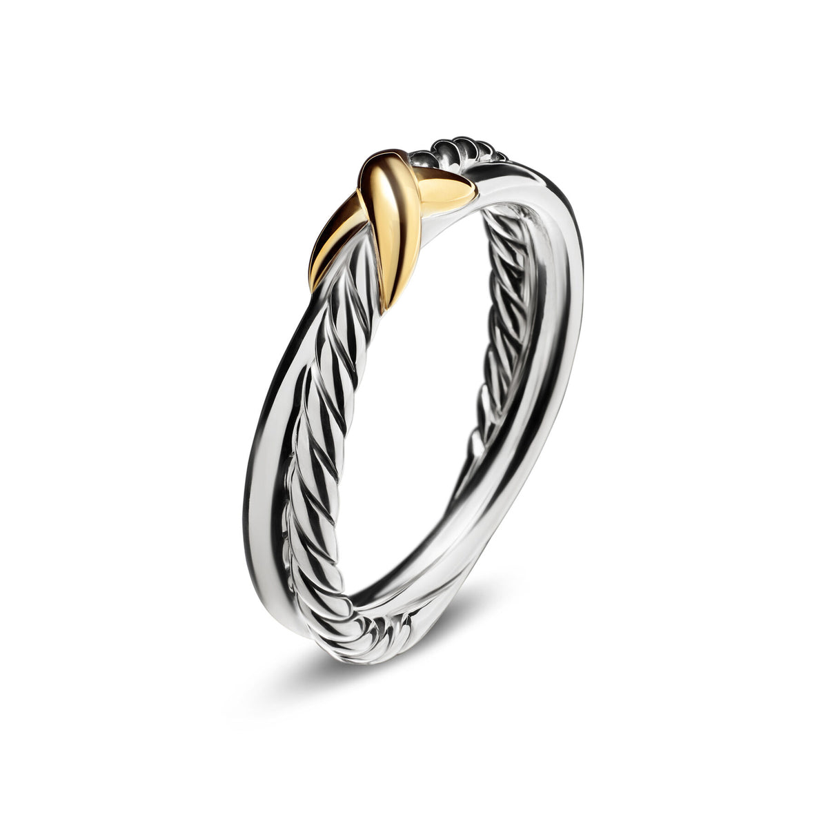 Petite X Ring with 18K Yellow Gold