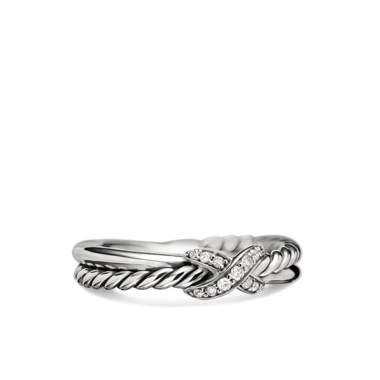 Petite X Ring with Pavé Diamonds