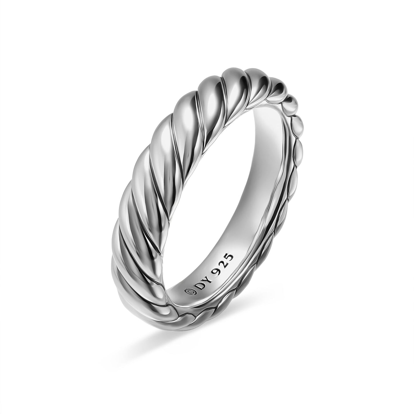 Sculpted Cable Band Ring in Sterling Silver