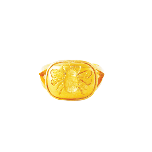 Gold Bee Ring with Split Shank