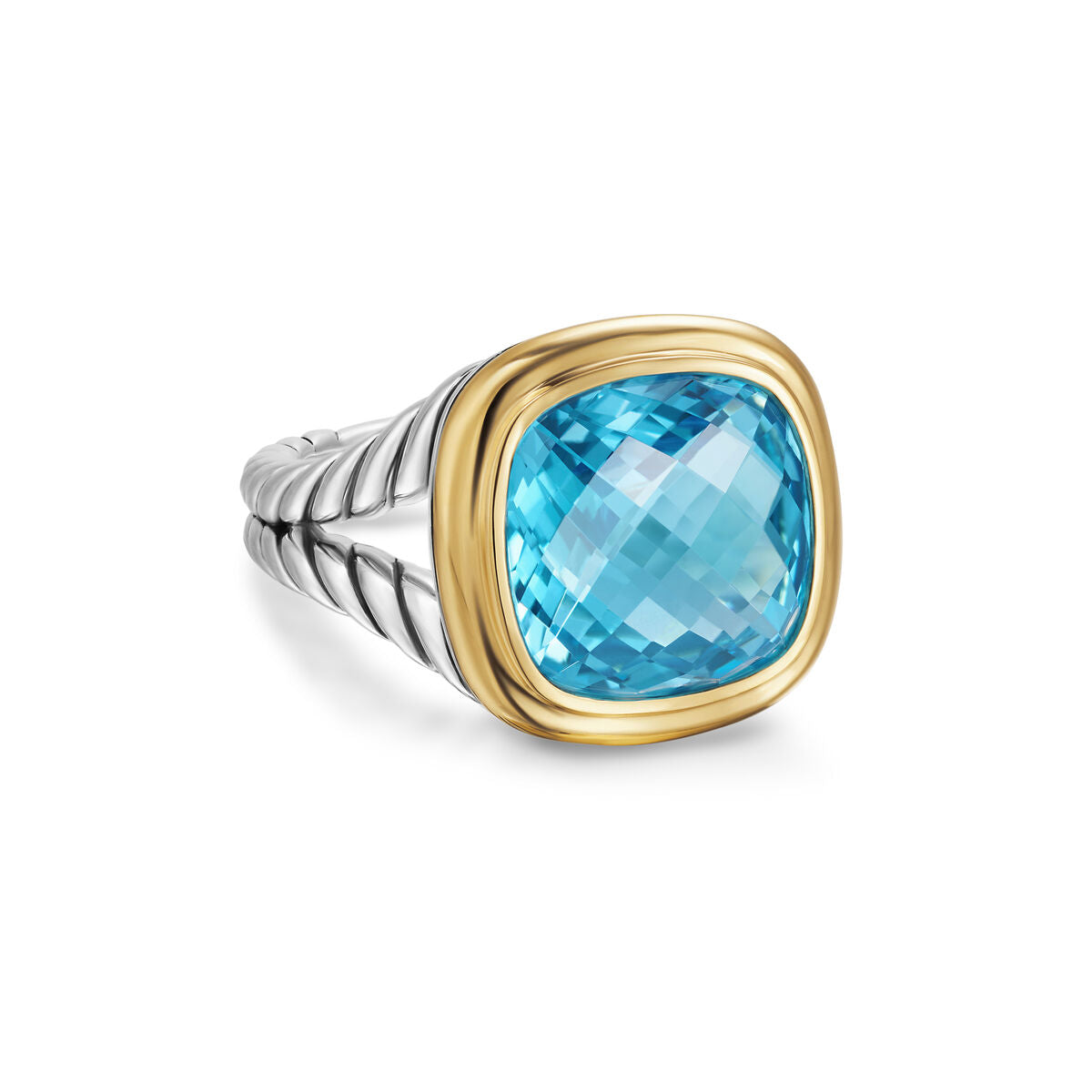 Albion® Ring in Sterling Silver with 18K Yellow Gold and Blue Topaz, 11mm