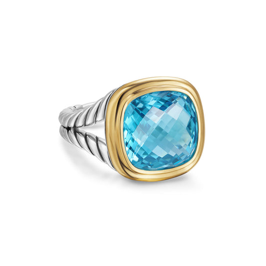 Albion® Ring in Sterling Silver with 18K Yellow Gold and Blue Topaz, 11mm