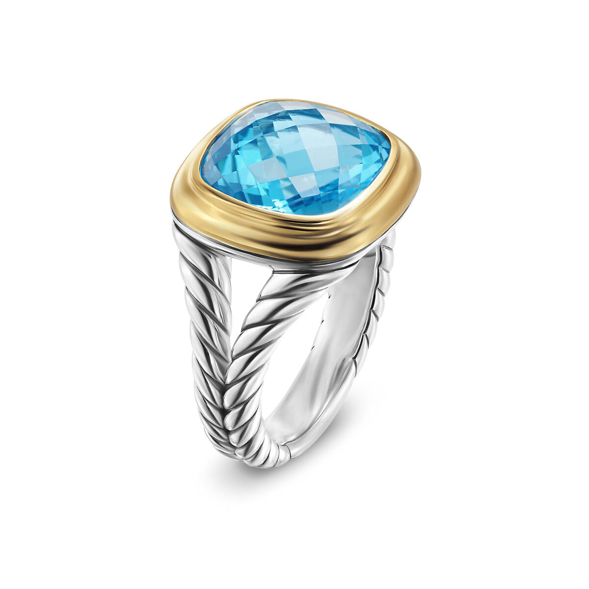 Albion® Ring in Sterling Silver with 18K Yellow Gold and Blue Topaz, 11mm