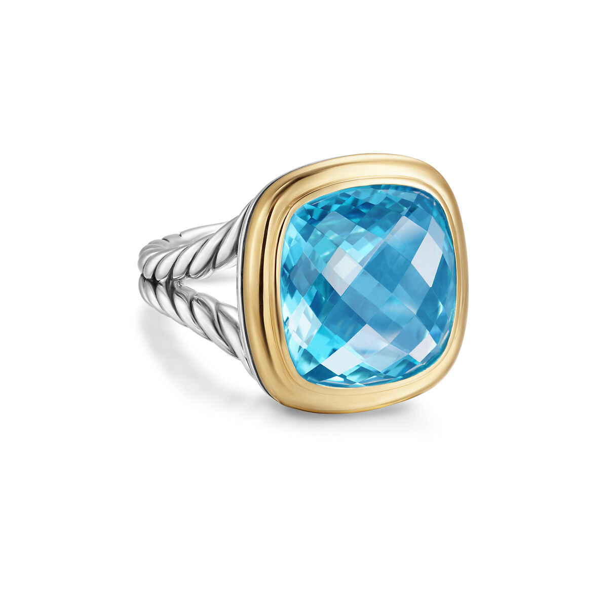 Albion® Ring in Sterling Silver with 18K Yellow Gold and Blue Topaz, 15mm