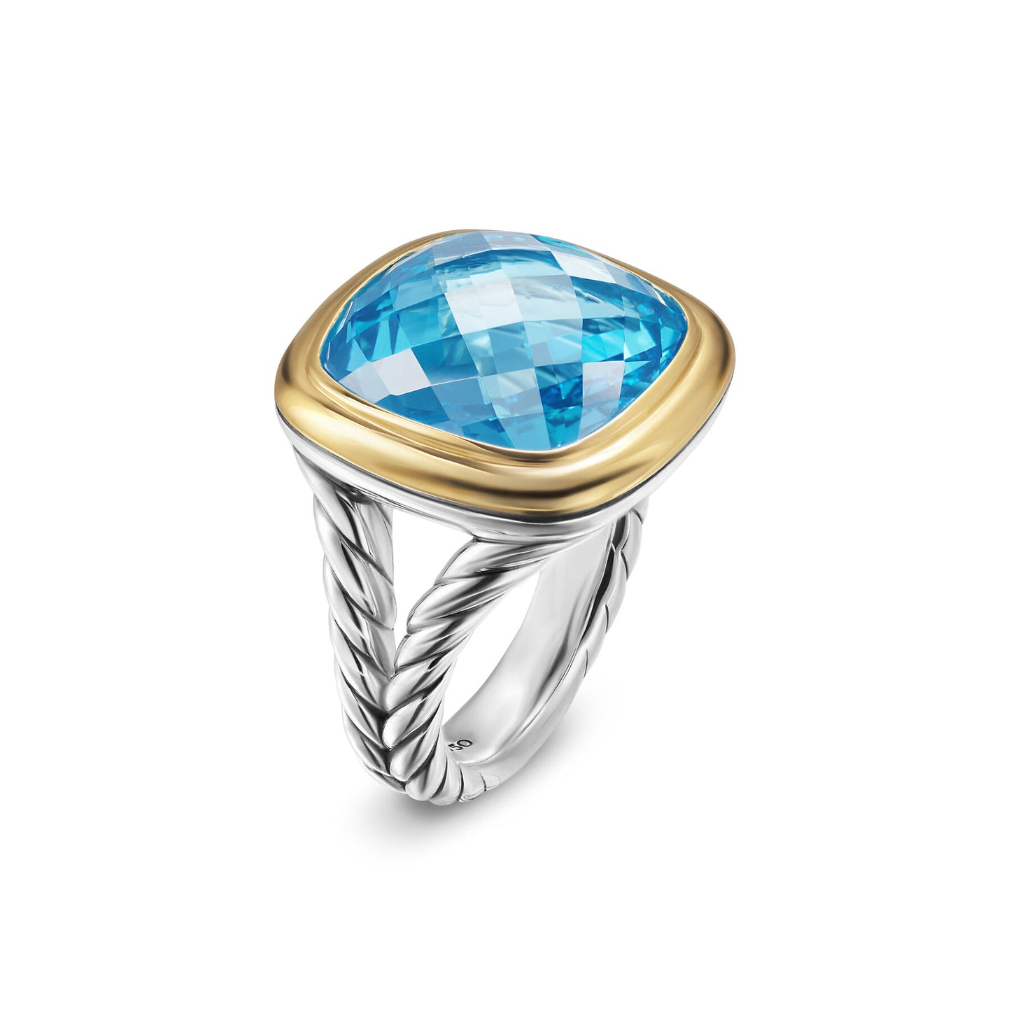 Albion® Ring in Sterling Silver with 18K Yellow Gold and Blue Topaz, 15mm