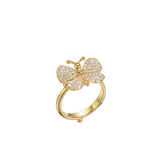 Snow Butterfly Ring with Diamonds in 18k Yellow Gold