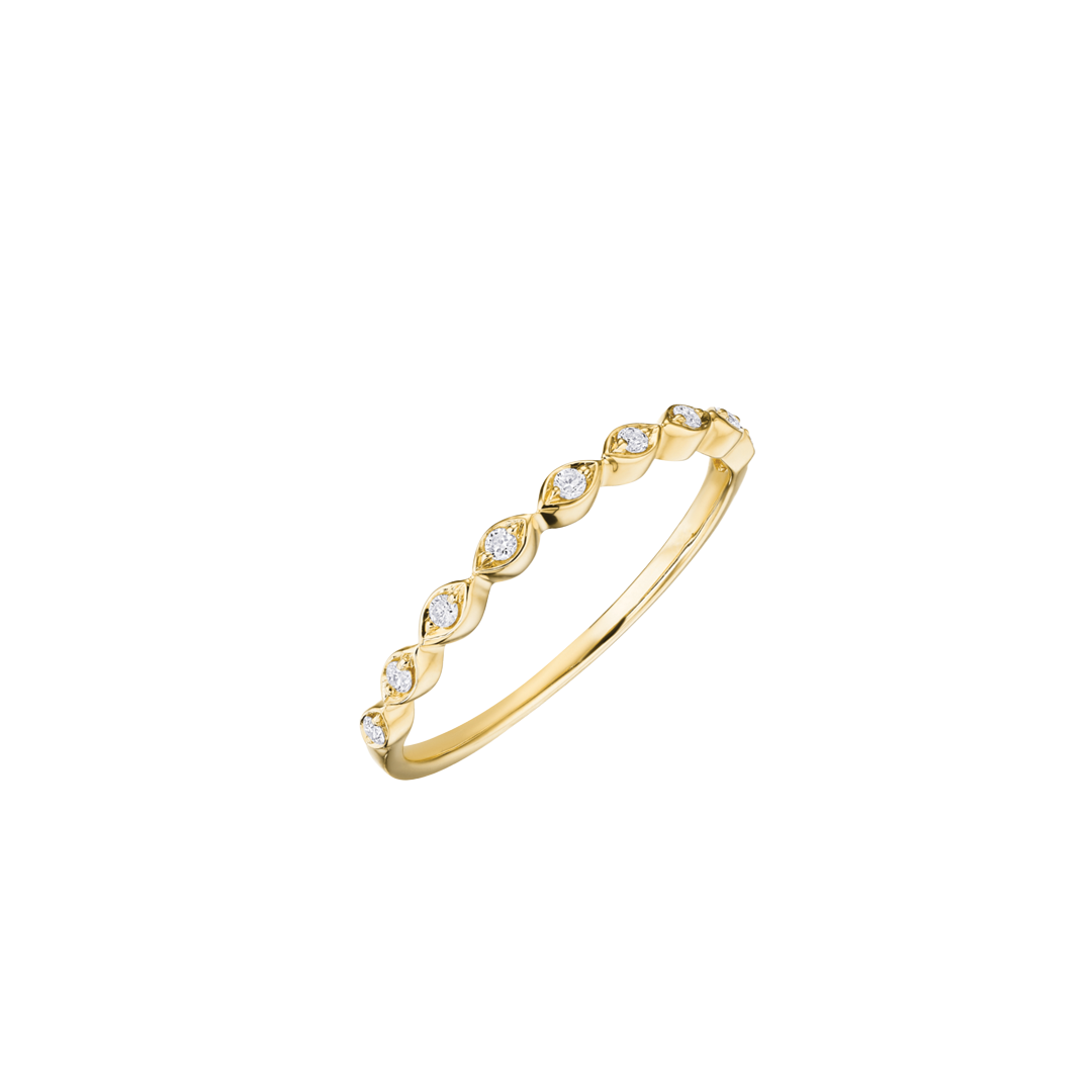 Halfway Bezel Set Diamond Band in Yellow Gold