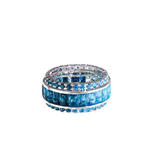 Wide Ring with Ombre Blue Topaz