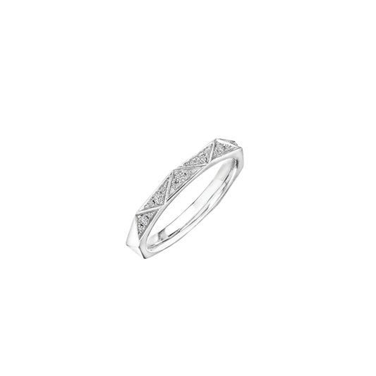 Pyramid Diamond Wedding Band in White Gold